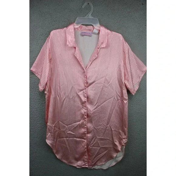 Vtg. Beth Michaels Women's Pink & White Striped Satin Sleepshirt-Size Small - Picture 1 of 6